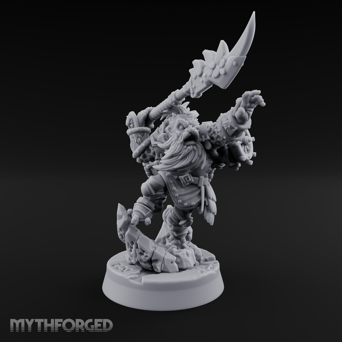 Weapon Held High Triumphant Fire Dwarf Warlord Miniature for Dungeons and Dragons, Pathfinder or other TTRPGs