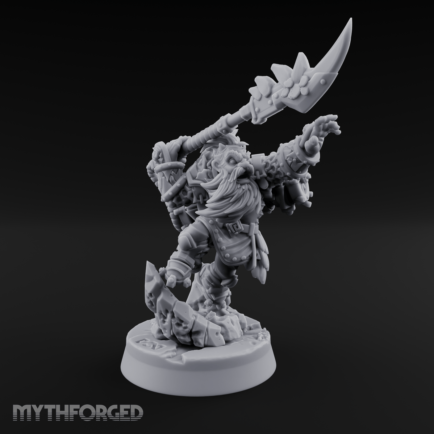 Weapon Held High Triumphant Fire Dwarf Warlord Miniature for Dungeons and Dragons, Pathfinder or other TTRPGs