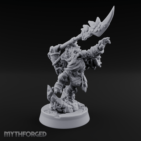 Weapon Held High Triumphant Fire Dwarf Warlord Miniature for Dungeons and Dragons, Pathfinder or other TTRPGs