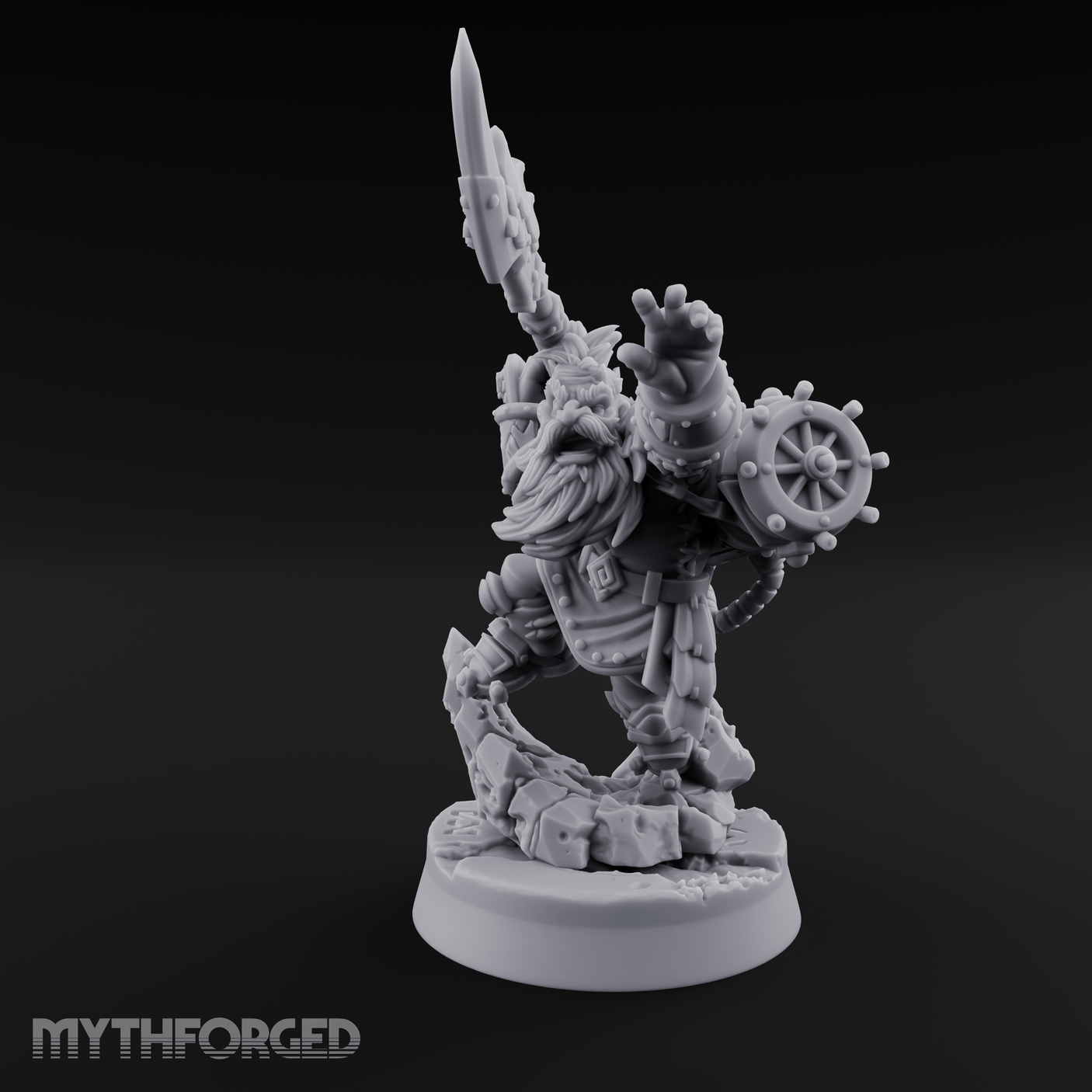 Weapon Held High Triumphant Fire Dwarf Warlord Miniature for Dungeons and Dragons, Pathfinder or other TTRPGs