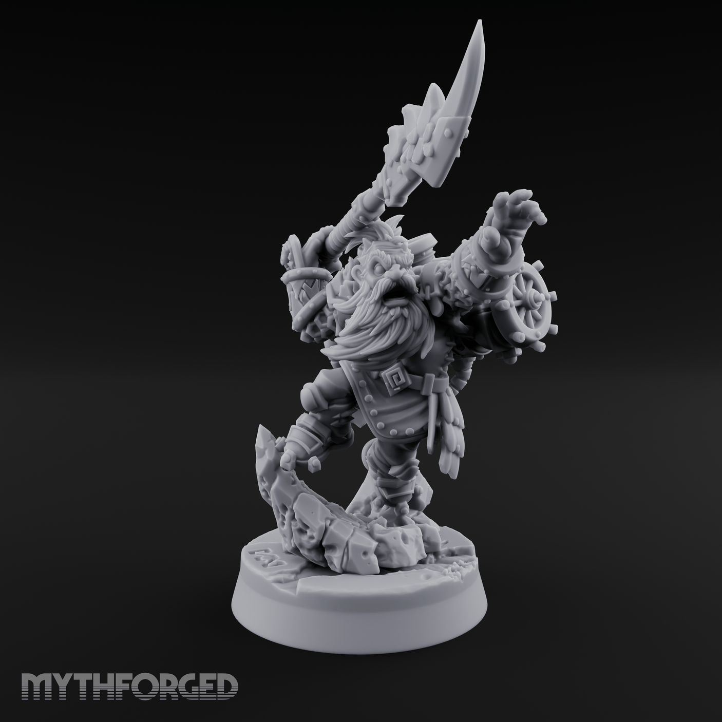 Weapon Held High Triumphant Fire Dwarf Warlord Miniature for Dungeons and Dragons, Pathfinder or other TTRPGs
