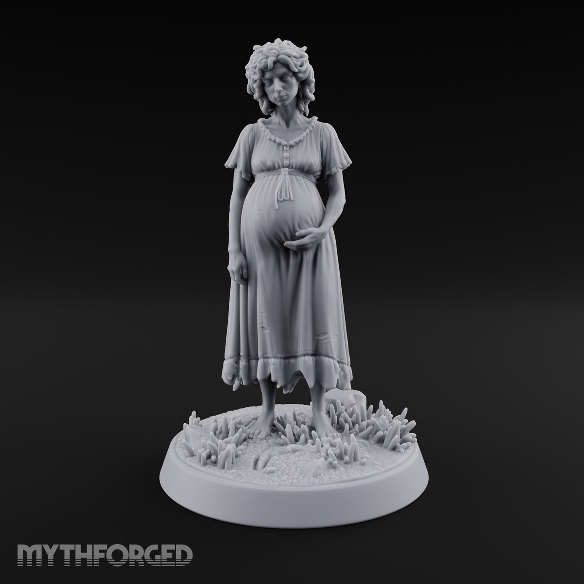 Expecting the Unspeakable Human Pregnant Woman in Tattered Dress