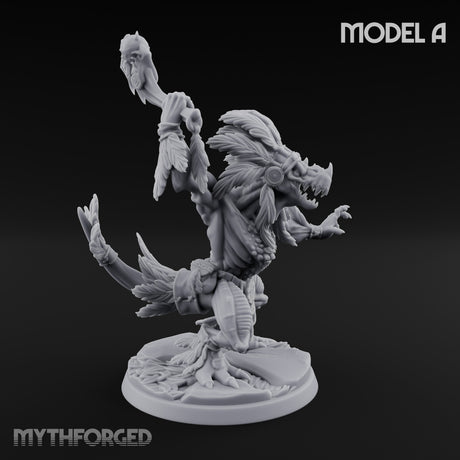 Leaf And Bone Adorned Lizardfolk Shaman A Miniature for Dungeons and Dragons, Pathfinder or other TTRPGs