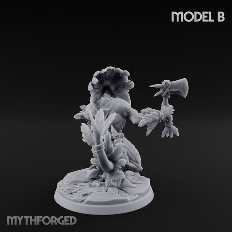 Leaf And Bone Adorned Lizardfolk Shaman B Miniature for Dungeons and Dragons, Pathfinder or other TTRPGs