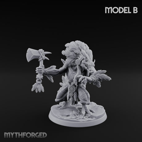 Leaf And Bone Adorned Lizardfolk Shaman B Miniature for Dungeons and Dragons, Pathfinder or other TTRPGs