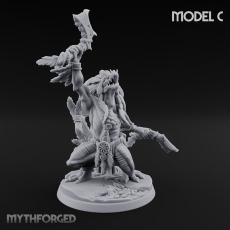 Leaf And Bone Adorned Lizardfolk Shaman C Miniature for Dungeons and Dragons, Pathfinder or other TTRPGs