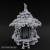 Leaf-Thatched Idol-Guarded Tribal Bamboo Hut Miniature for Dungeons and Dragons, Pathfinder or other TTRPGs