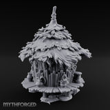 Leaf-Thatched Idol-Guarded Tribal Bamboo Hut Miniature for Dungeons and Dragons, Pathfinder or other TTRPGs
