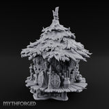 Leaf-Thatched Idol-Guarded Tribal Bamboo Hut Miniature for Dungeons and Dragons, Pathfinder or other TTRPGs