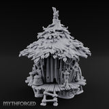 Leaf-Thatched Idol-Guarded Tribal Bamboo Hut Miniature for Dungeons and Dragons, Pathfinder or other TTRPGs