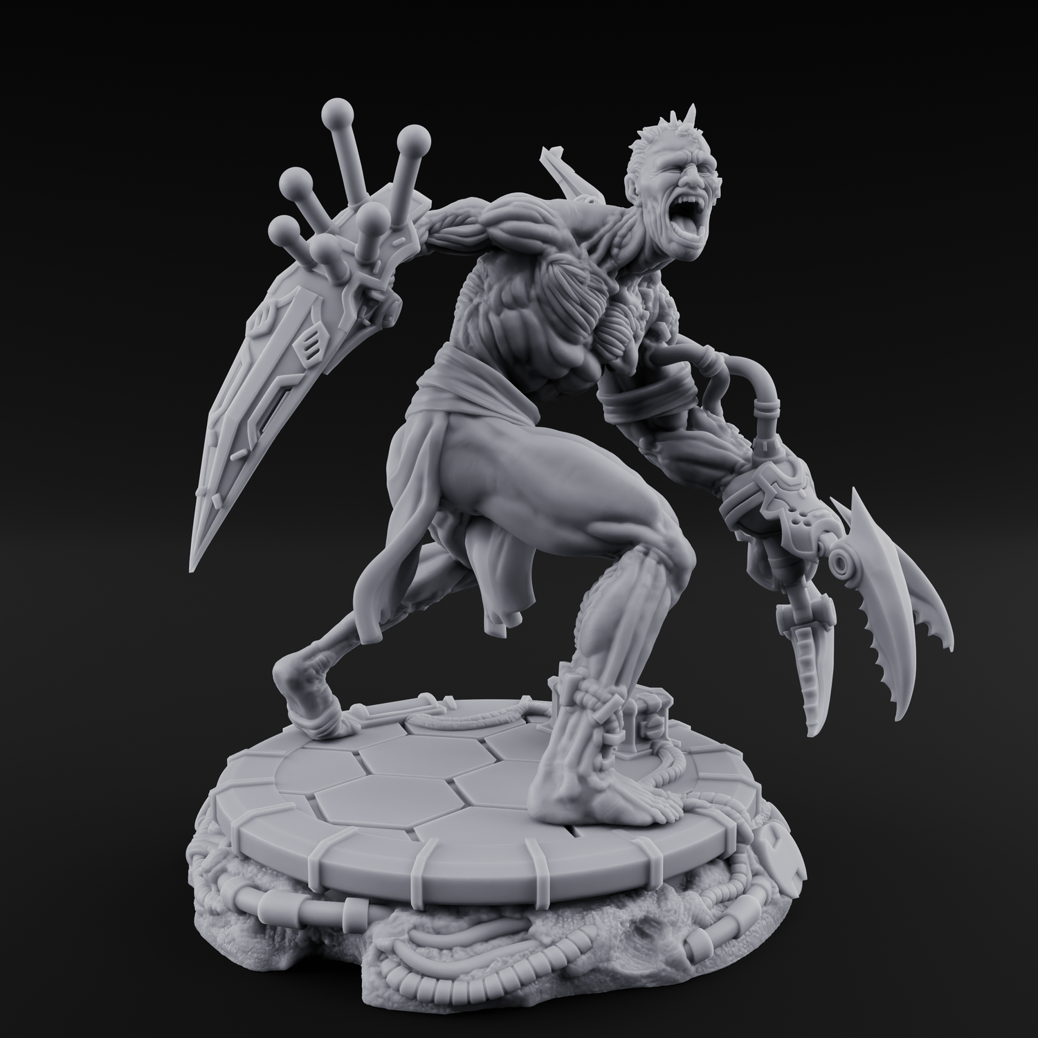 Jaw Dropping Cyborg Mutants Miniature for Dungeons and Dragons, Pathfinder or other TTRPGs