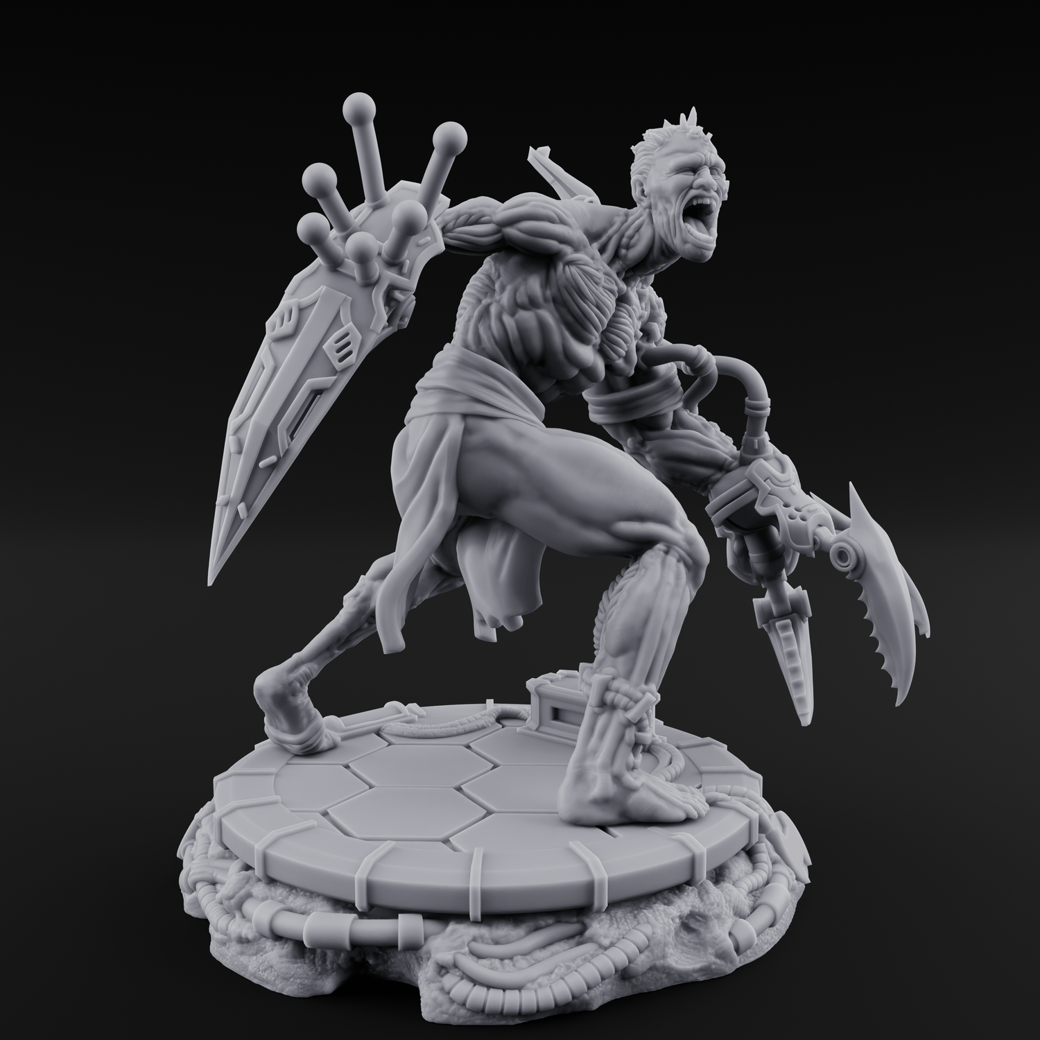Jaw Dropping Cyborg Mutants Miniature for Dungeons and Dragons, Pathfinder or other TTRPGs