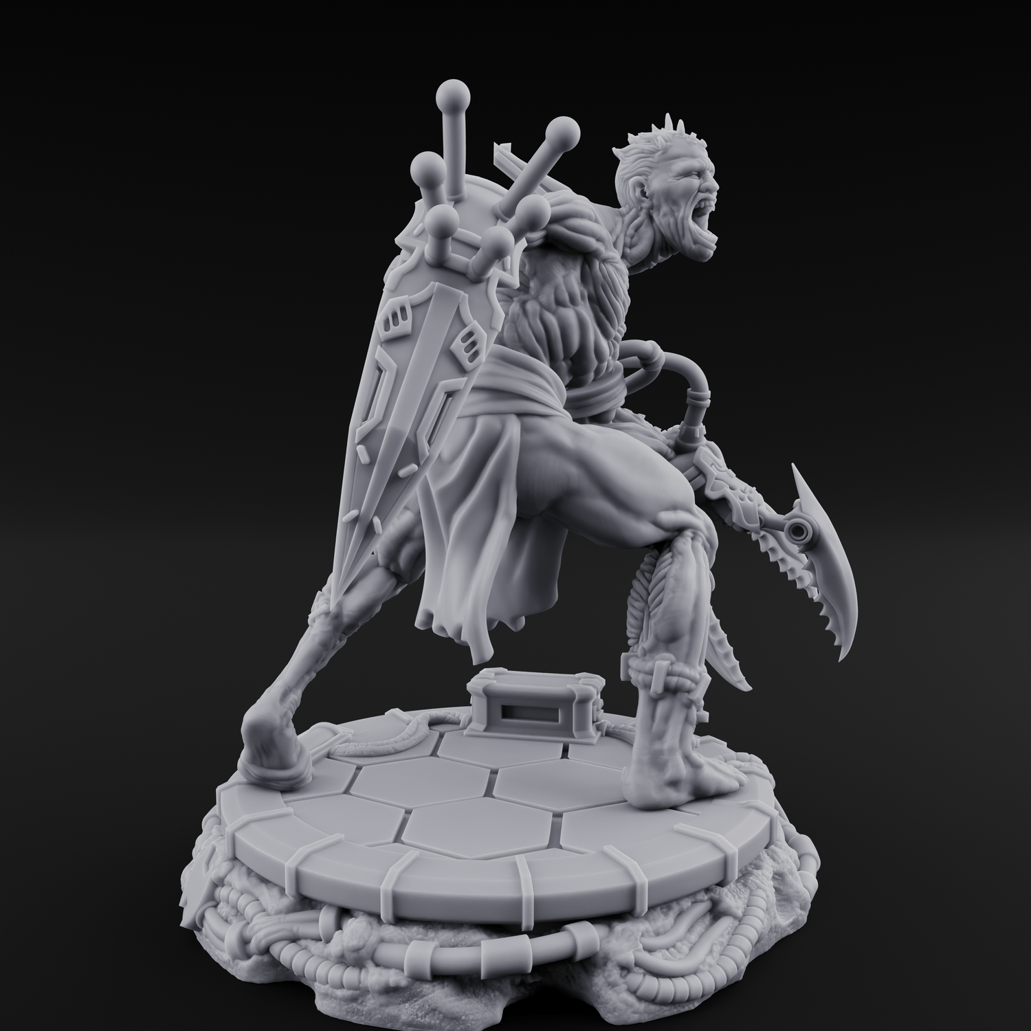 Jaw Dropping Cyborg Mutants Miniature for Dungeons and Dragons, Pathfinder or other TTRPGs