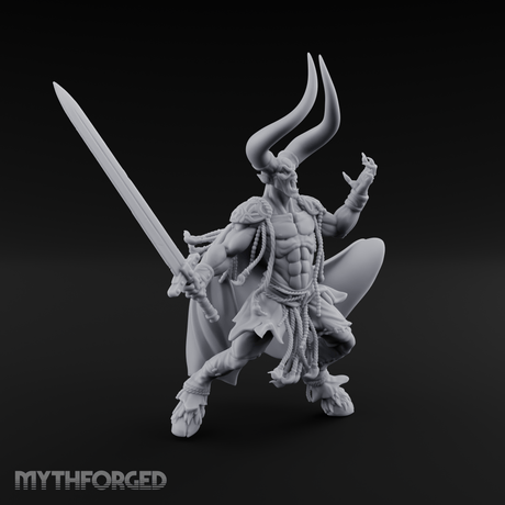 Horns Raised Roaring Demon Warlord Miniature for Dungeons and Dragons, Pathfinder or other TTRPGs