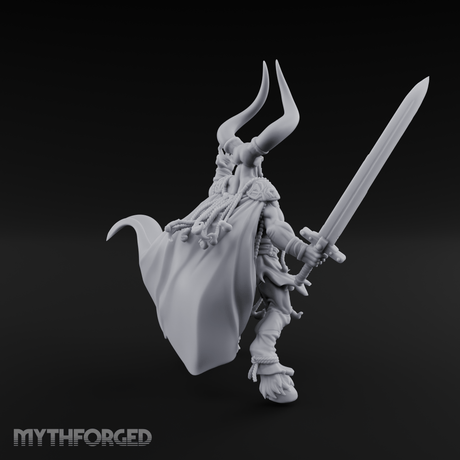 Horns Raised Roaring Demon Warlord Miniature for Dungeons and Dragons, Pathfinder or other TTRPGs