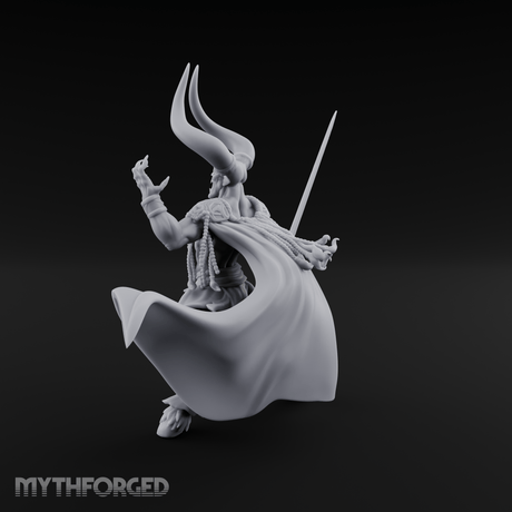 Horns Raised Roaring Demon Warlord Miniature for Dungeons and Dragons, Pathfinder or other TTRPGs