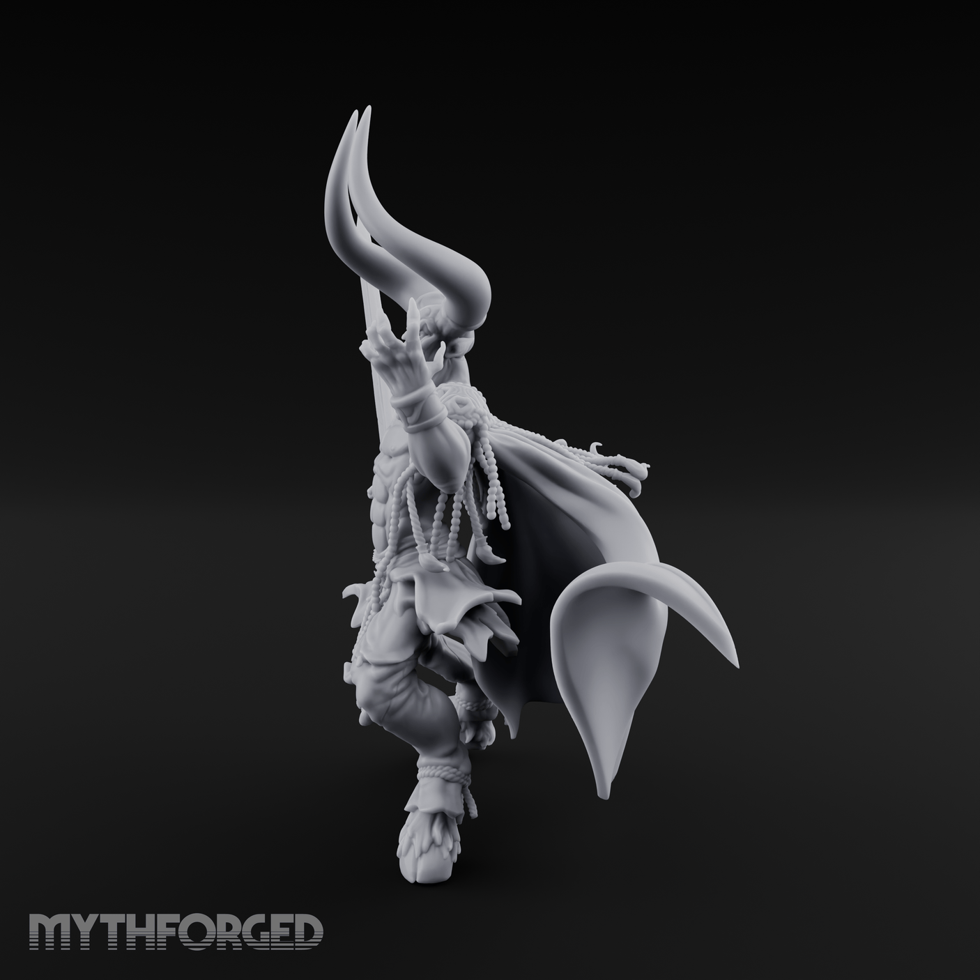 Horns Raised Roaring Demon Warlord Miniature for Dungeons and Dragons, Pathfinder or other TTRPGs