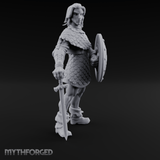 Shield And Blade Ready Human Warrior Miniature for Dungeons and Dragons, Pathfinder or other TTRPGs