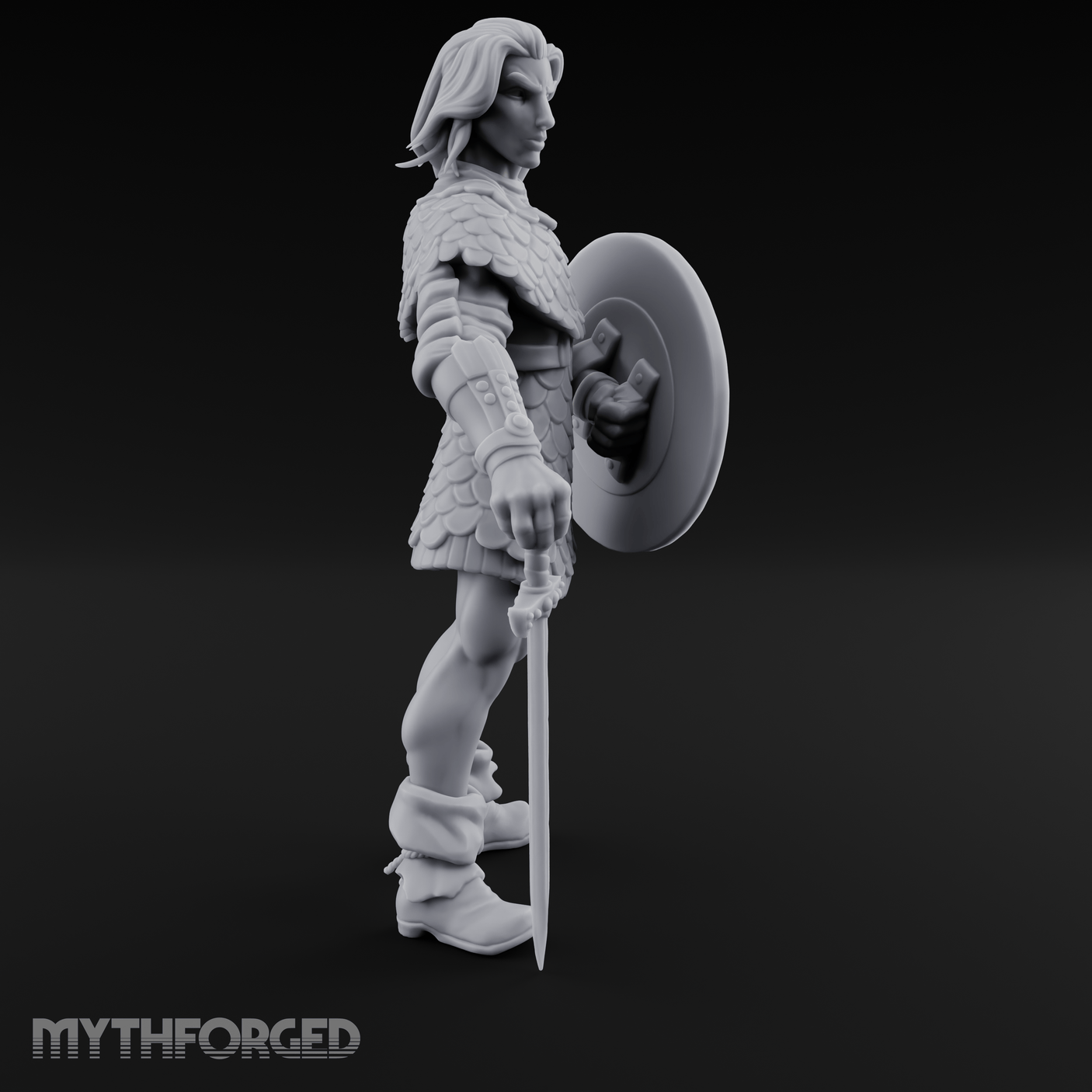 Shield And Blade Ready Human Warrior Miniature for Dungeons and Dragons, Pathfinder or other TTRPGs