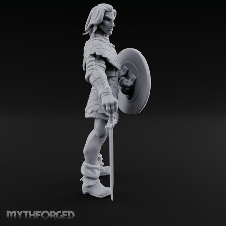 Shield And Blade Ready Human Warrior Miniature for Dungeons and Dragons, Pathfinder or other TTRPGs