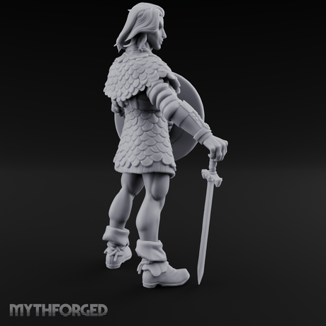 Shield And Blade Ready Human Warrior Miniature for Dungeons and Dragons, Pathfinder or other TTRPGs