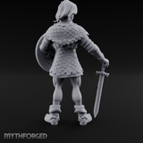 Shield And Blade Ready Human Warrior Miniature for Dungeons and Dragons, Pathfinder or other TTRPGs