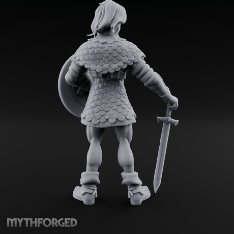 Shield And Blade Ready Human Warrior Miniature for Dungeons and Dragons, Pathfinder or other TTRPGs