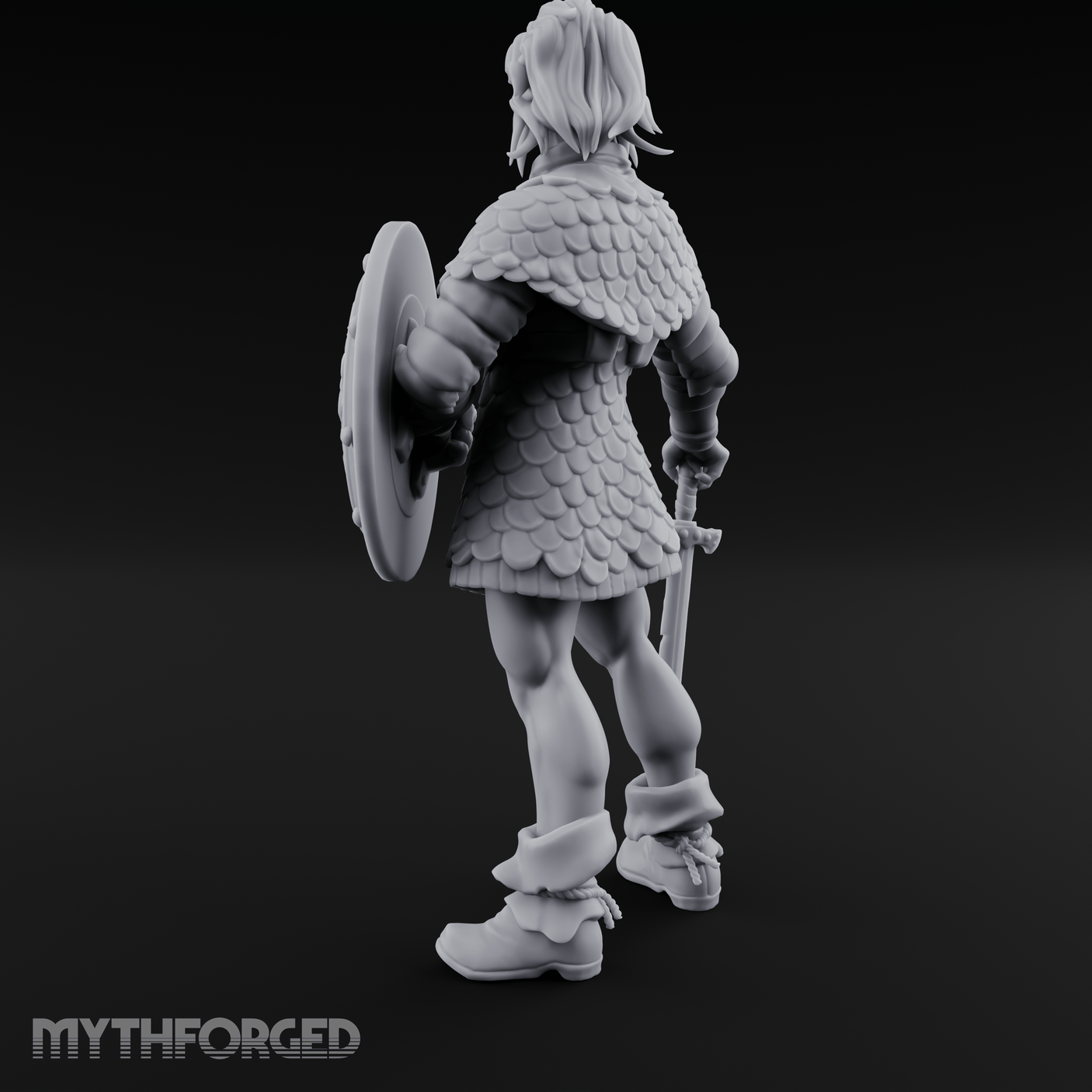 Shield And Blade Ready Human Warrior Miniature for Dungeons and Dragons, Pathfinder or other TTRPGs