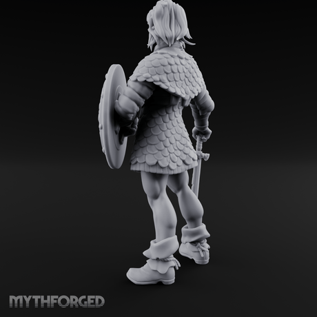 Shield And Blade Ready Human Warrior Miniature for Dungeons and Dragons, Pathfinder or other TTRPGs
