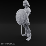 Shield And Blade Ready Human Warrior Miniature for Dungeons and Dragons, Pathfinder or other TTRPGs