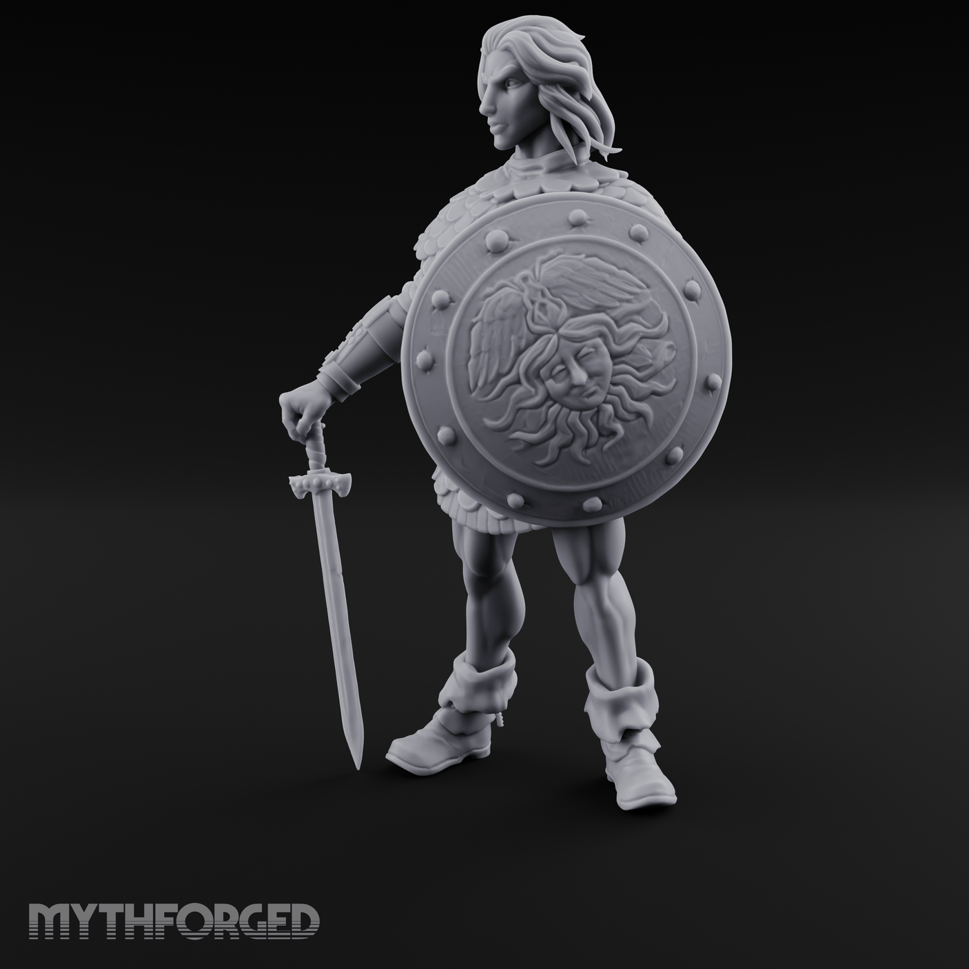 Shield And Blade Ready Human Warrior Miniature for Dungeons and Dragons, Pathfinder or other TTRPGs