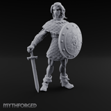 Shield And Blade Ready Human Warrior Miniature for Dungeons and Dragons, Pathfinder or other TTRPGs