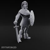 Shield And Blade Ready Human Warrior Miniature for Dungeons and Dragons, Pathfinder or other TTRPGs