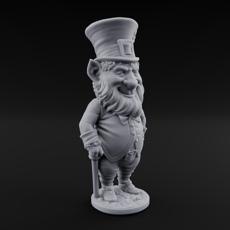 Pot Of Gold Guarding Gnome Leprechaun B Miniature for Dungeons and Dragons, Pathfinder or other TTRPGs