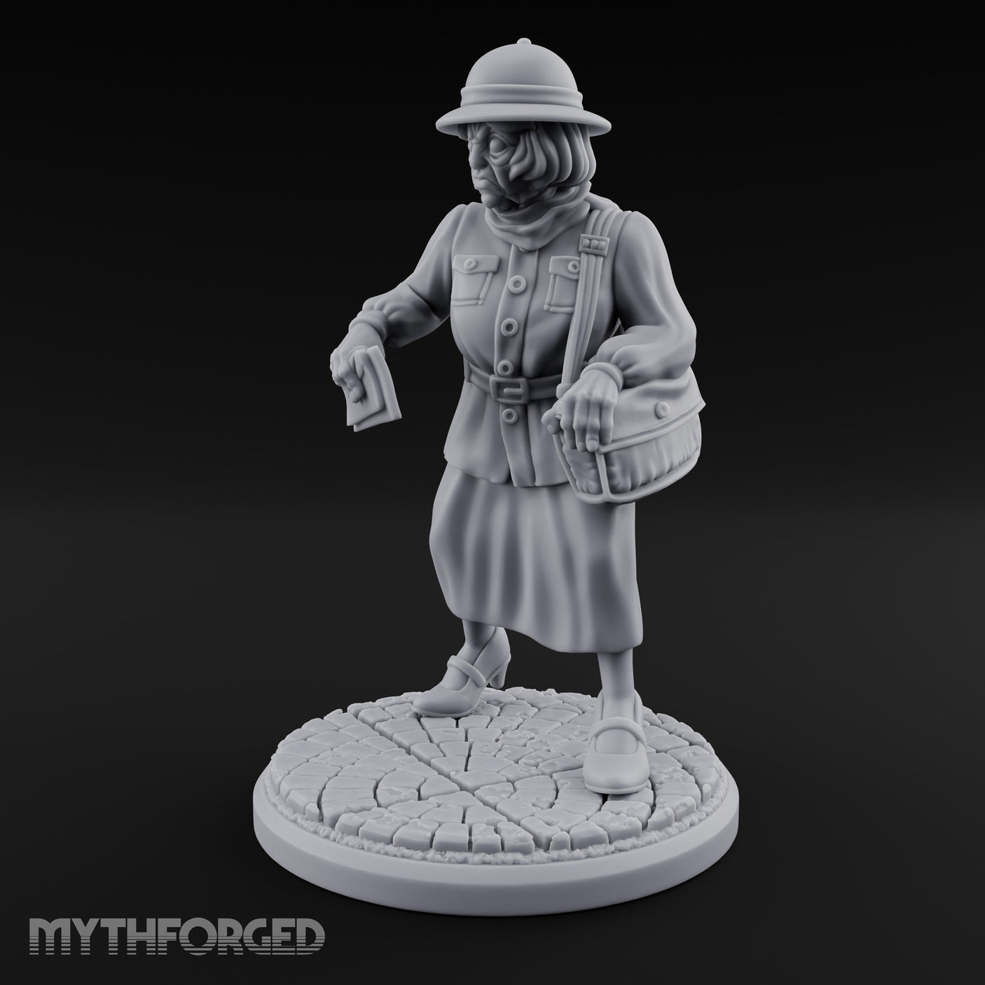 Letters In Hand Hybrid Postwoman Miniature for Dungeons and Dragons, Pathfinder or other TTRPGs