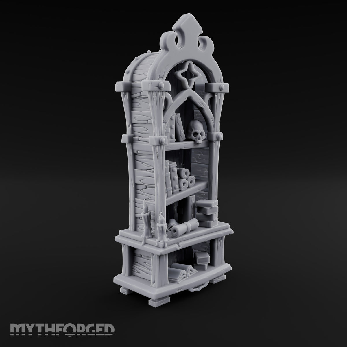 Skull Keeps the Reading List Gothic Wooden Bookcase