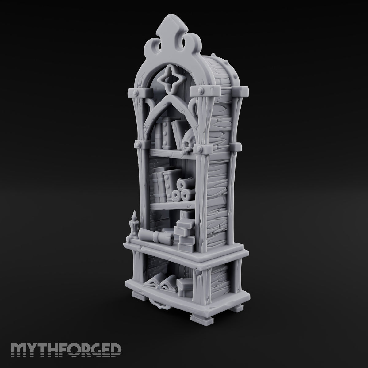 Skull Keeps the Reading List Gothic Wooden Bookcase