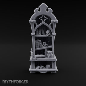 Skull Keeps the Reading List Gothic Wooden Bookcase