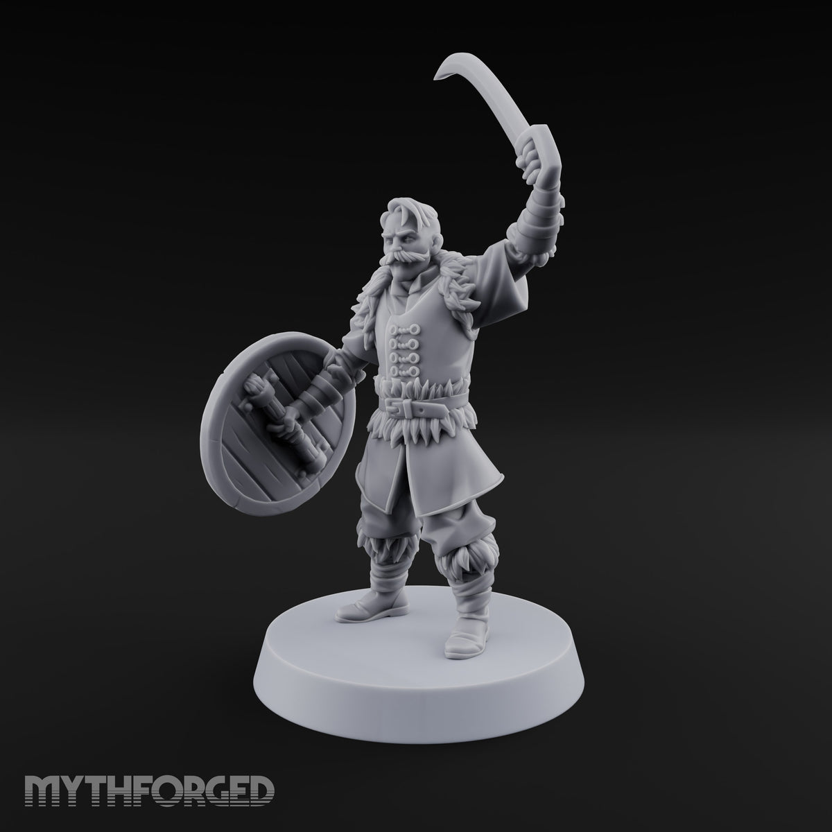 Shields Studded, Moustaches Bristling Human Sabre and Shield Warrior A