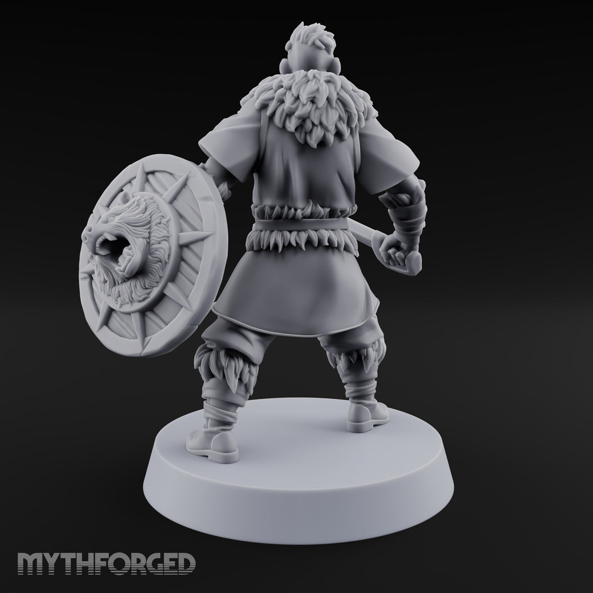 Shields Studded, Moustaches Bristling Human Sabre and Shield Warrior B