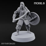 Shields Studded, Moustaches Bristling Human Sabre and Shield Warriors — B