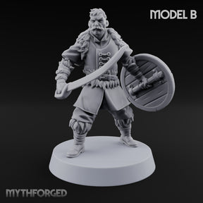 Shields Studded, Moustaches Bristling Human Sabre and Shield Warrior B