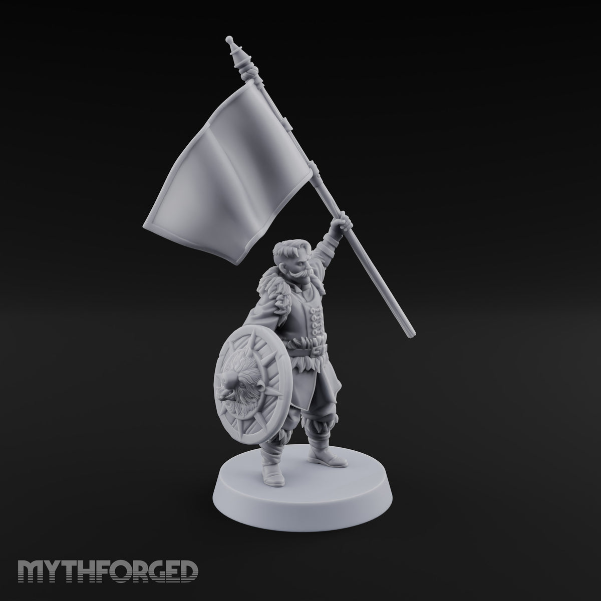 Shields Studded, Moustaches Bristling Human Sabre and Shield Warrior C