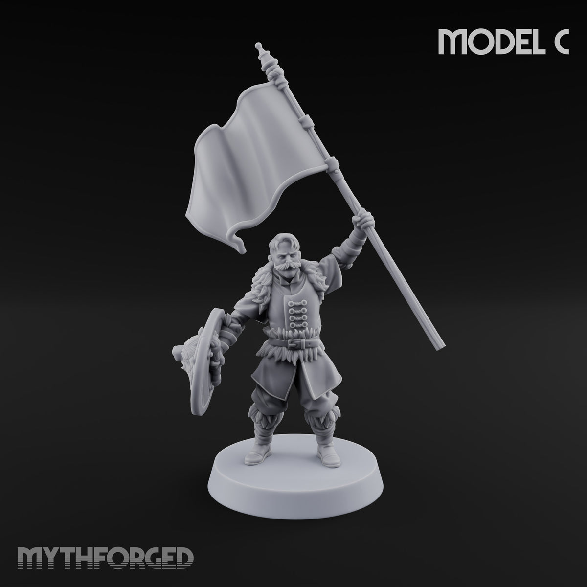 Shields Studded, Moustaches Bristling Human Sabre and Shield Warriors — C