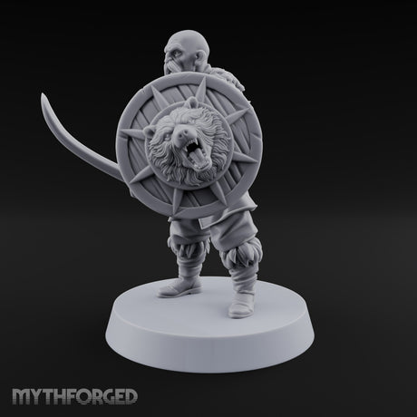 Shields Studded, Moustaches Bristling Human Sabre and Shield Warrior D