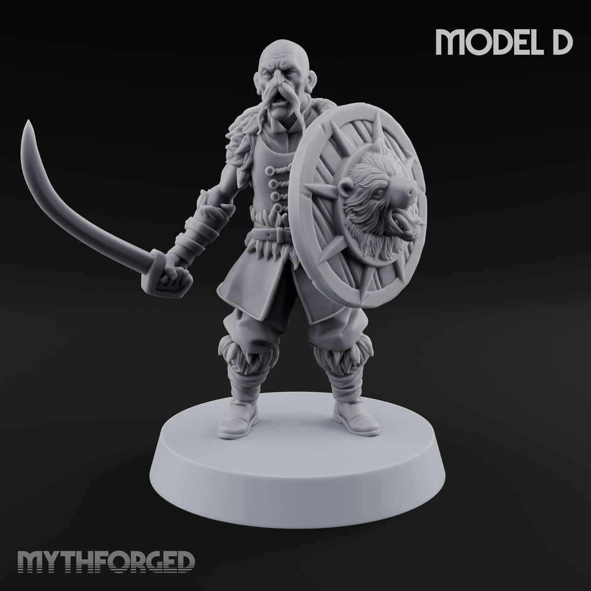 Shields Studded, Moustaches Bristling Human Sabre and Shield Warrior D