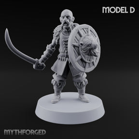 Shields Studded, Moustaches Bristling Human Sabre and Shield Warrior D