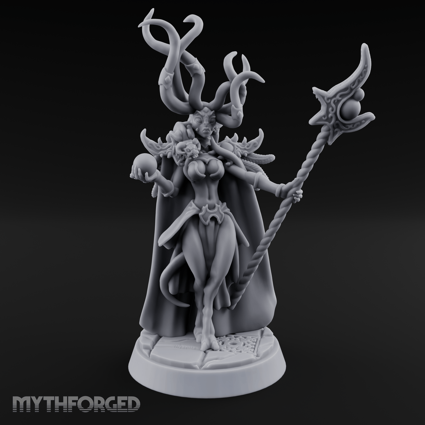 Tentacles Raised High Demon Sorcerer Miniature for Dungeons and Dragons, Pathfinder or other TTRPGs