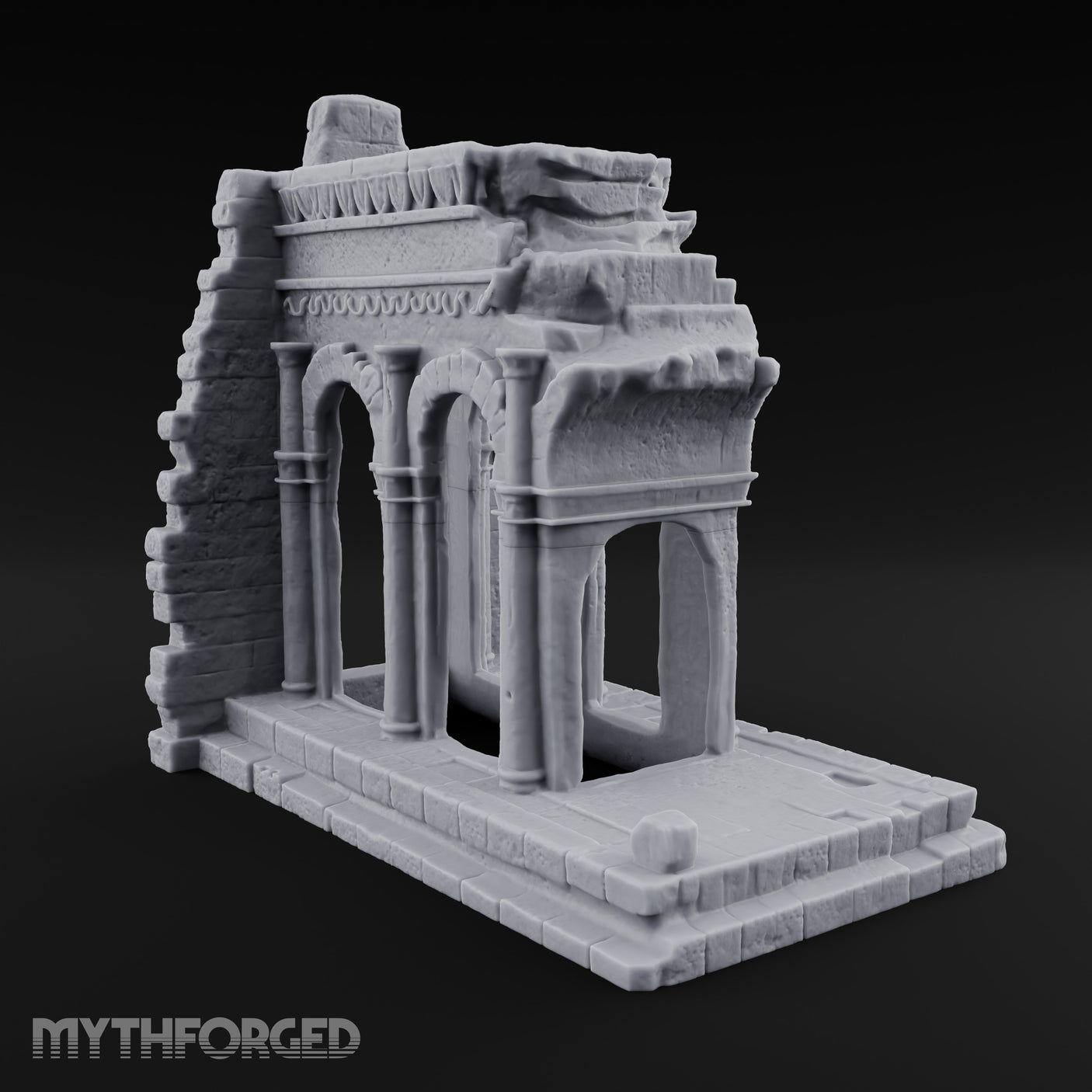 Lintel-Draped Facade-Sheared Temple Gateway Ruins Miniature for Dungeons and Dragons, Pathfinder or other TTRPGs