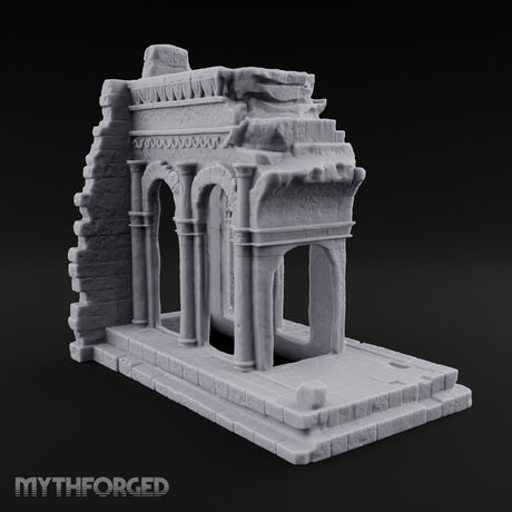 Lintel-Draped Facade-Sheared Temple Gateway Ruins Miniature for Dungeons and Dragons, Pathfinder or other TTRPGs